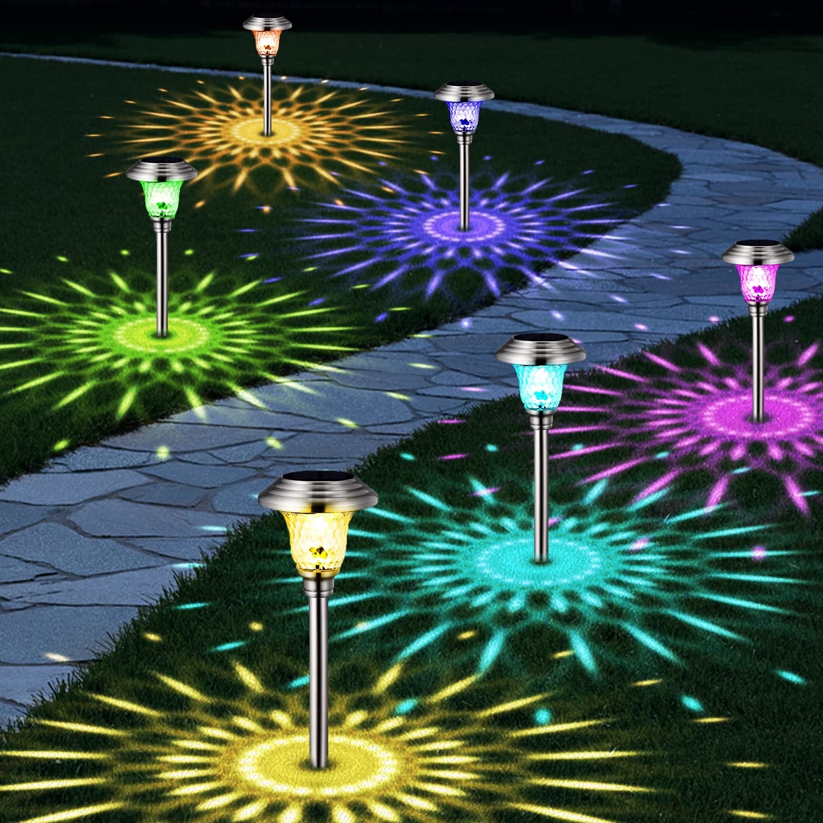 Colored solar pathway lights cheap