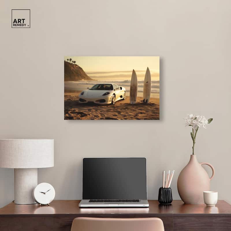 Sunset Beach Drive Canvas by Art Remedy, Gallery Wrapped