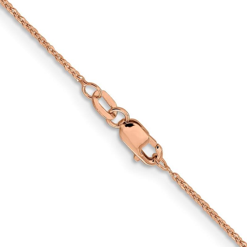 Curata 14k Rose Gold 1.1mm Flat Cable Chain Necklace for Women (Lobster) Options: 16 18 20 24