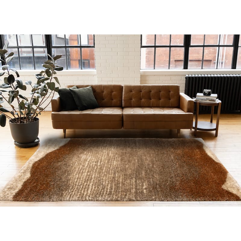 Orange Taupe Cream Sandbanks Soft Living Room Rug