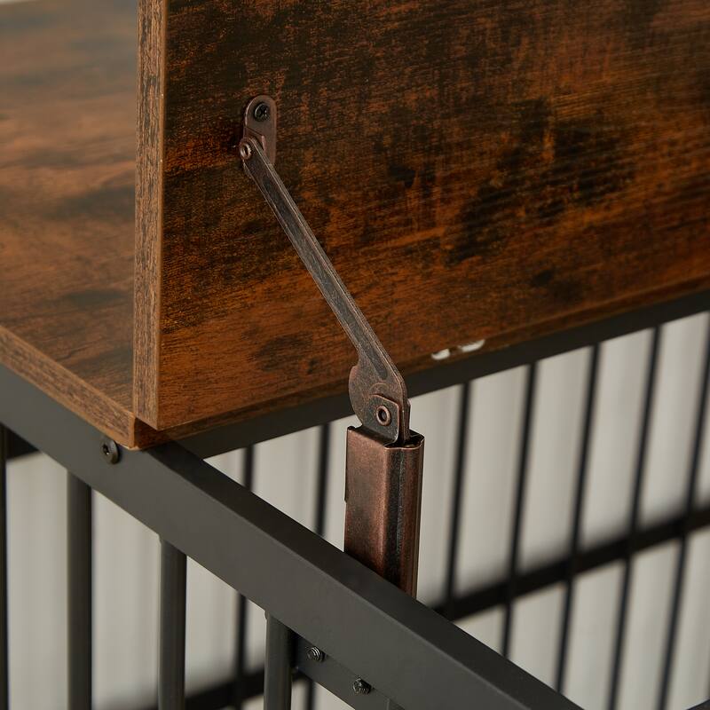 Decorative Pet House, Dog Crate Furniture with Iron Frame Door and wheels