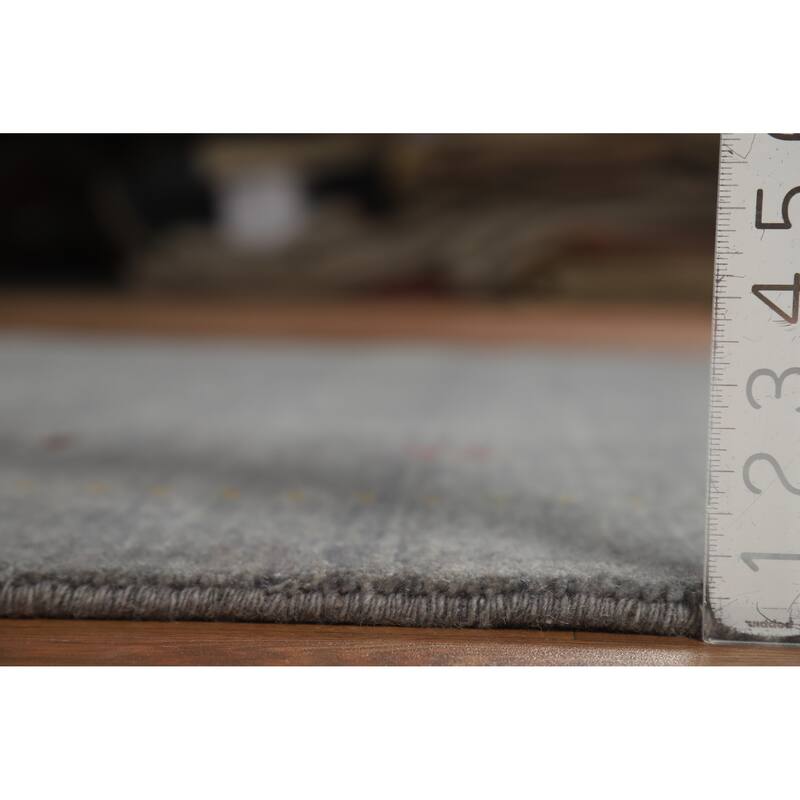 Hand Knotted Oriental 100% Wool Carpet Tribal Animal Pictorial Greys & Charcoal Gabbeh Area Rug - 7' 9'' X 5' 9''