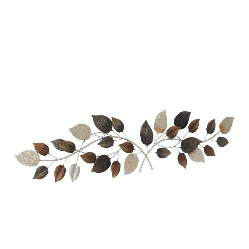 Bronze Metal Long Textured Leaf Home Wall Decor with Multiple Shades