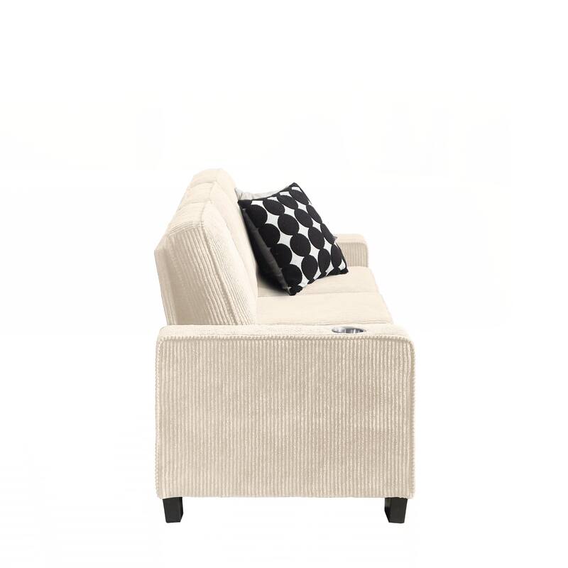 83.86"Corduroy Fabric sofa,Modern Compressed Couch,3-Seater Sofa