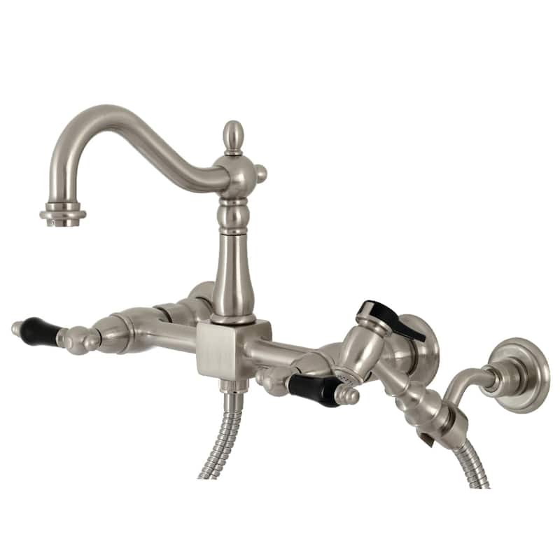 Kingston Brass Duchess 1.8 GPM Wall Mounted Widespread Bridge Kitchen - Brushed Nickel