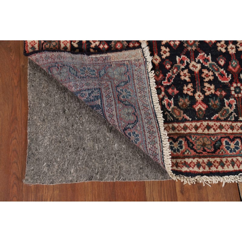 Geometric Mahal Vintage Persian Runner Rug Handmade Wool Carpet - 3'5" x 11'1"