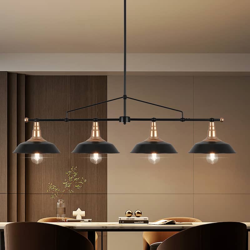 4/5-Light Industrial Linear Bowl-shaped Chandelier Lighting over Kitchen Table