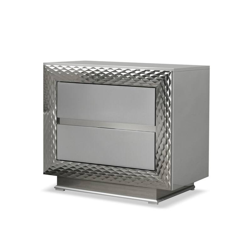 Furniture of America Urene Glam 3-Piece Grey Queen Platform Bedroom Set with LED Light