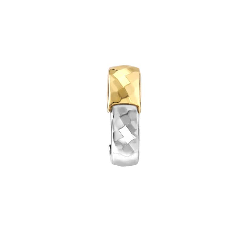 Curata 10k Two Tone Gold Square Sparkle Cut With G Polished Hoop Earrings - 13.3mm
