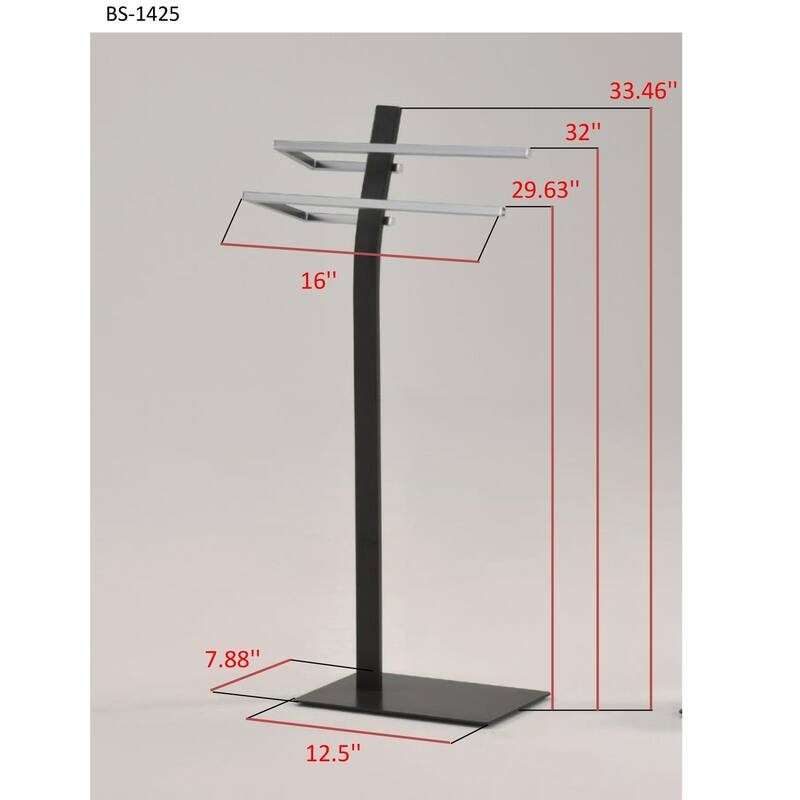 Metal Freestanding Bathroom Towel Rack Stand, Black/Chrome