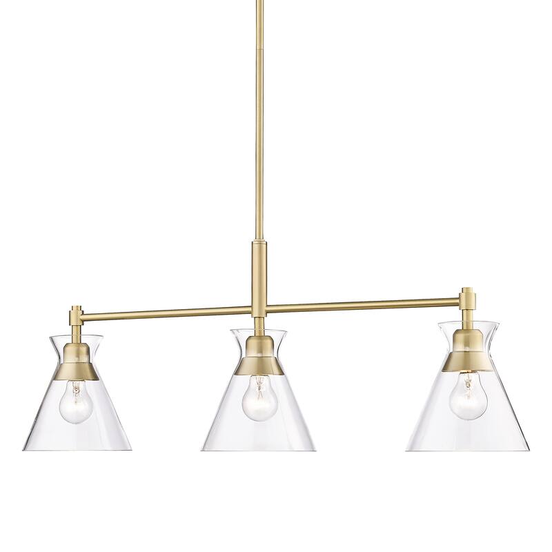 Malta 34" Wide 3-Light Linear Pendant with Clear Glass