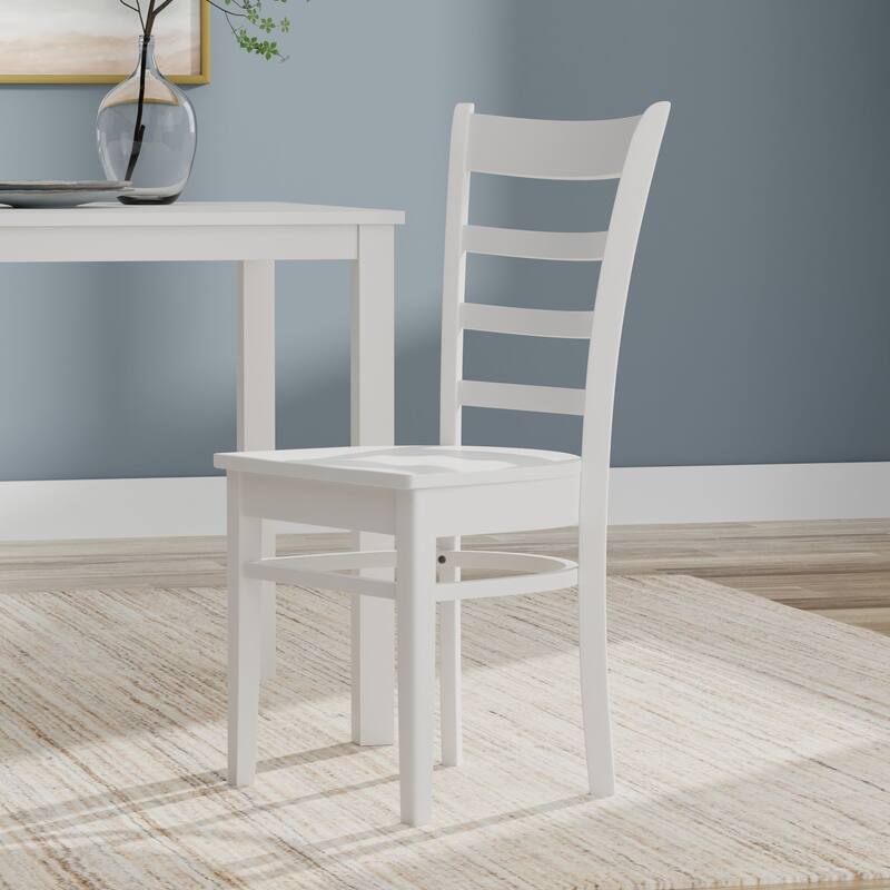 5-Piece Dining Set, 48" Rectangle Wood Table and Slat Back Chairs