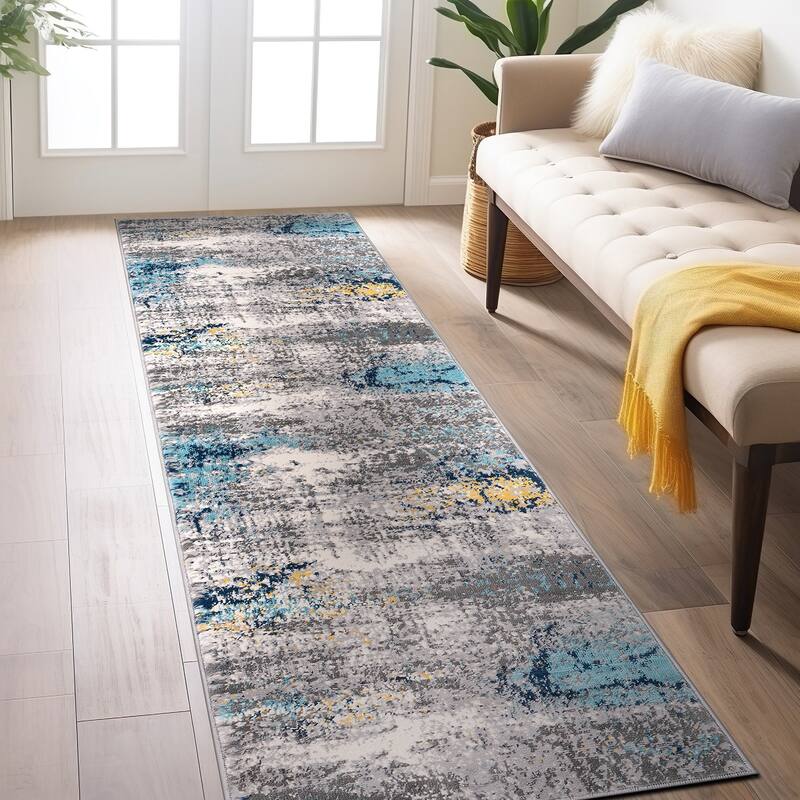 World Rug Gallery Geneva Contemporary Distressed Absract Area Rug