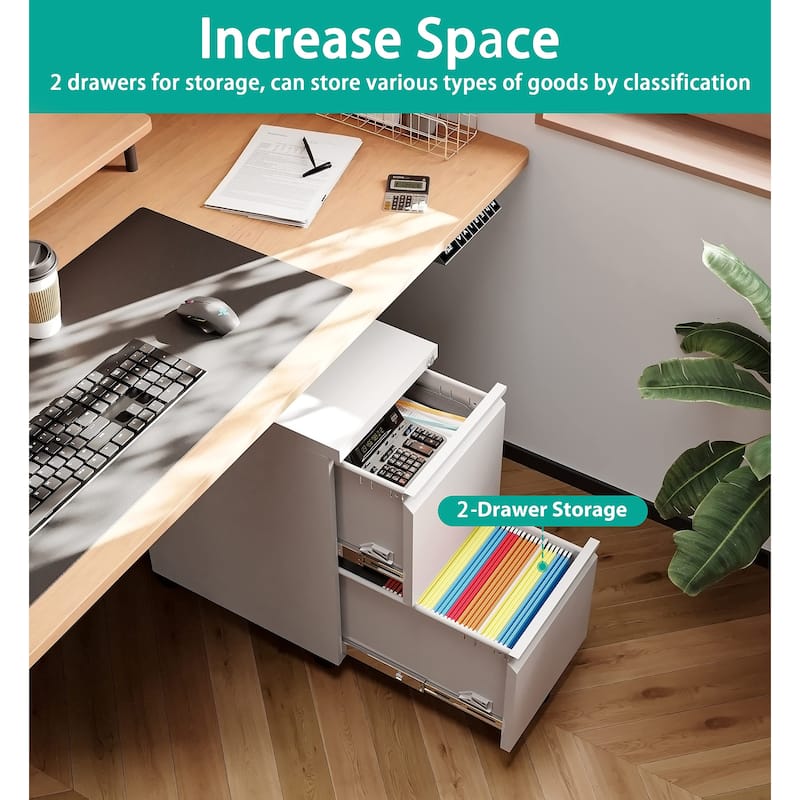 2 Drawer Mobile File Cabinet Under Desk Storage Drawers File Cabinets