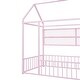 preview thumbnail 12 of 10, Pink Space-Saving Twin Size Kids Bed House Bed with Fence and Shelves