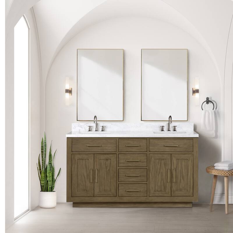 Lexora Abbey Bath Vanity and Carrara Marble Top