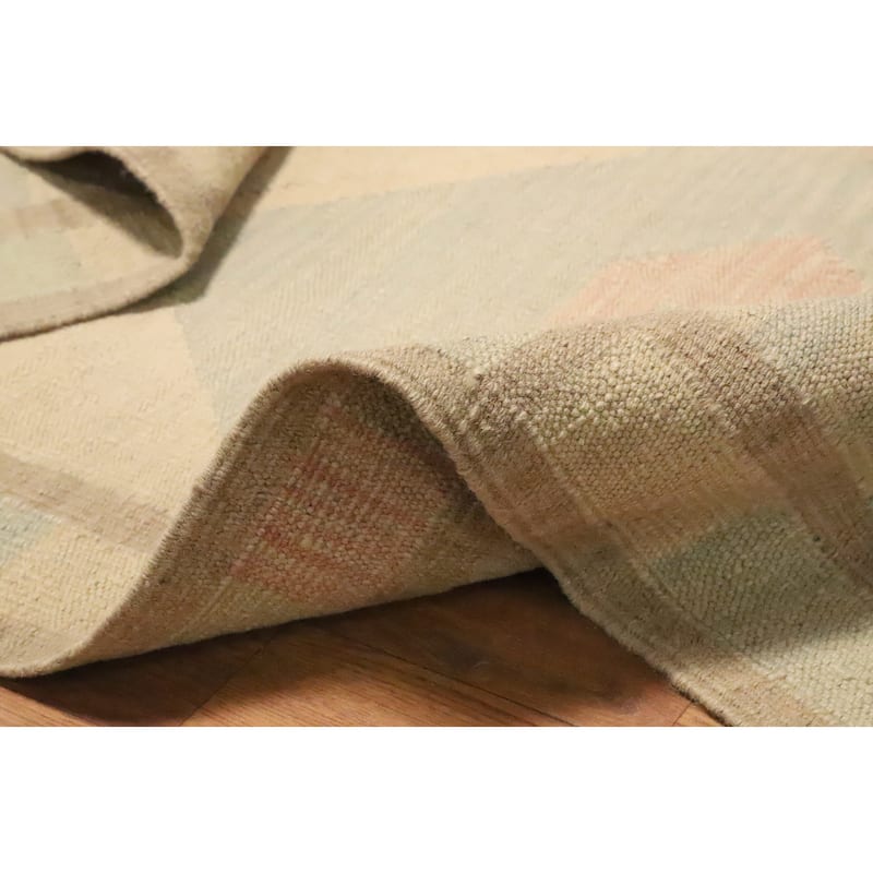 Hand Woven Oriental 100% Wool Carpet Southwestern Tribal Greys & Charcoal Kilim Area Rug - 5' 3'' X 3' 2''