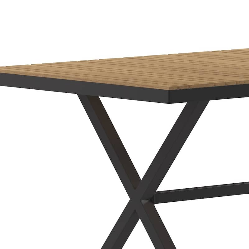 Commercial Grade Polyresin Slat Outdoor Patio Table