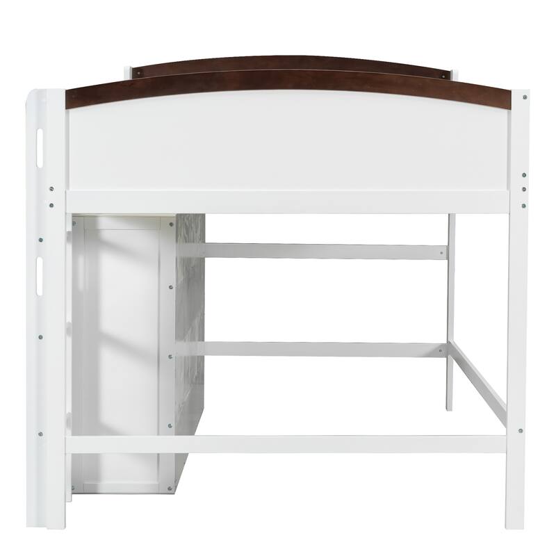 Loft Bed with LED Headboard, Double-Door Cabinet & Integrated Wardrobe by Harper&Bright Designs