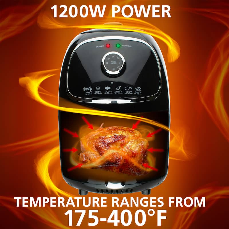 Brentwood 2 Quart Small Electric Air Fryer Black