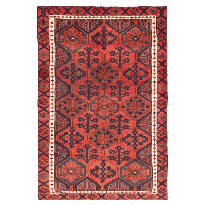 ECARPETGALLERY Hand-knotted Kayseri Vintage Red Wool Rug - 4'7 x 7'1
