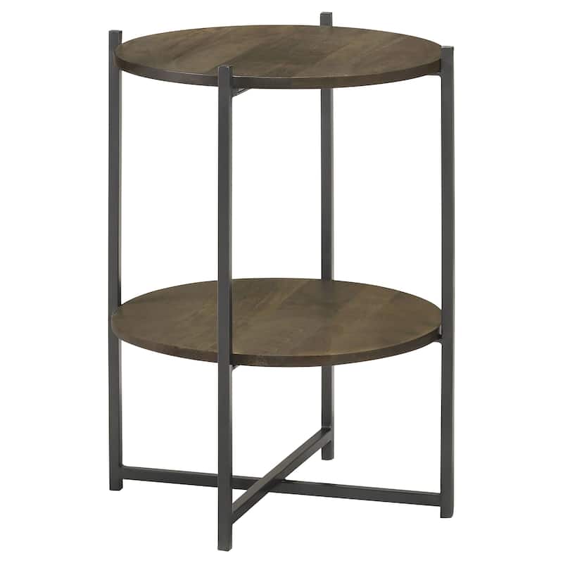Axel Round Accent Table with Open Shelf Natural