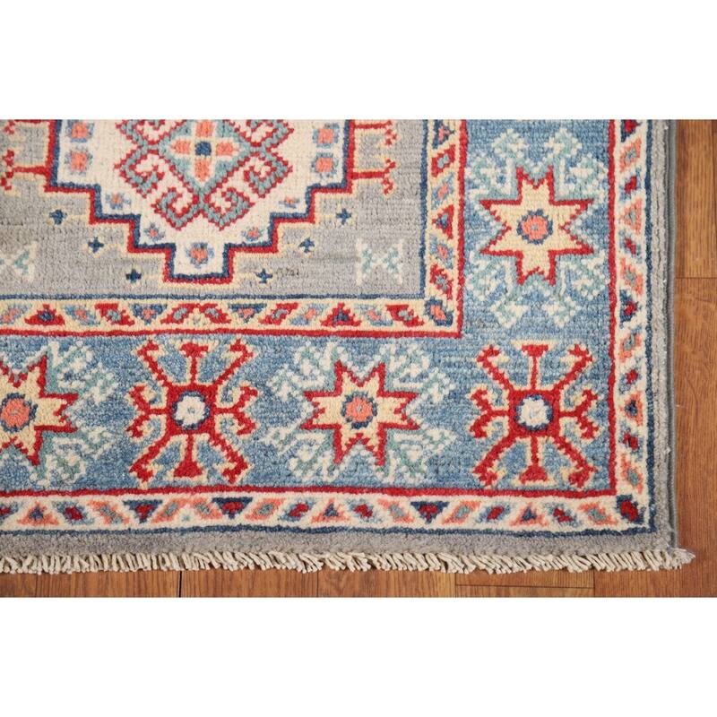 Geometric Kazak Foyer Rug Handmade Accent Wool Carpet - 2'0" x 3'0"