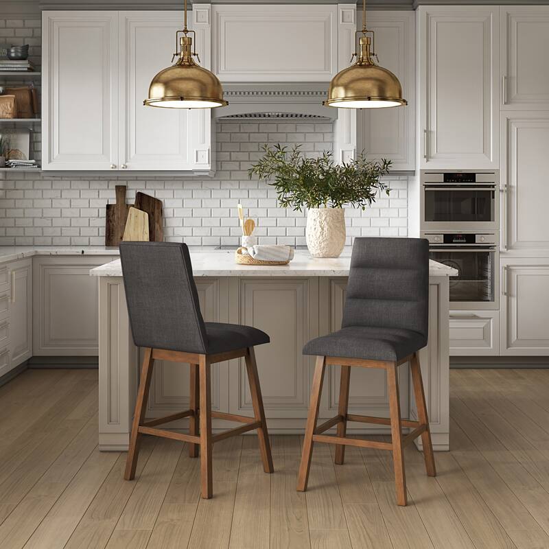 Lilibet Upholstered Counter Height Bar Stools, Set of 2 - Charcoal