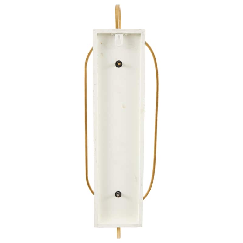 Metal Oval Wall Sconce with White Wood Backing - Gold - Roche River Decor - 6"W x 7"L x 20"H