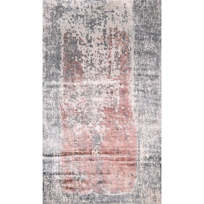 Contemporary Abstract Indian Foyer Rug Handmade Wool Carpet - 2'7"x 4'10"