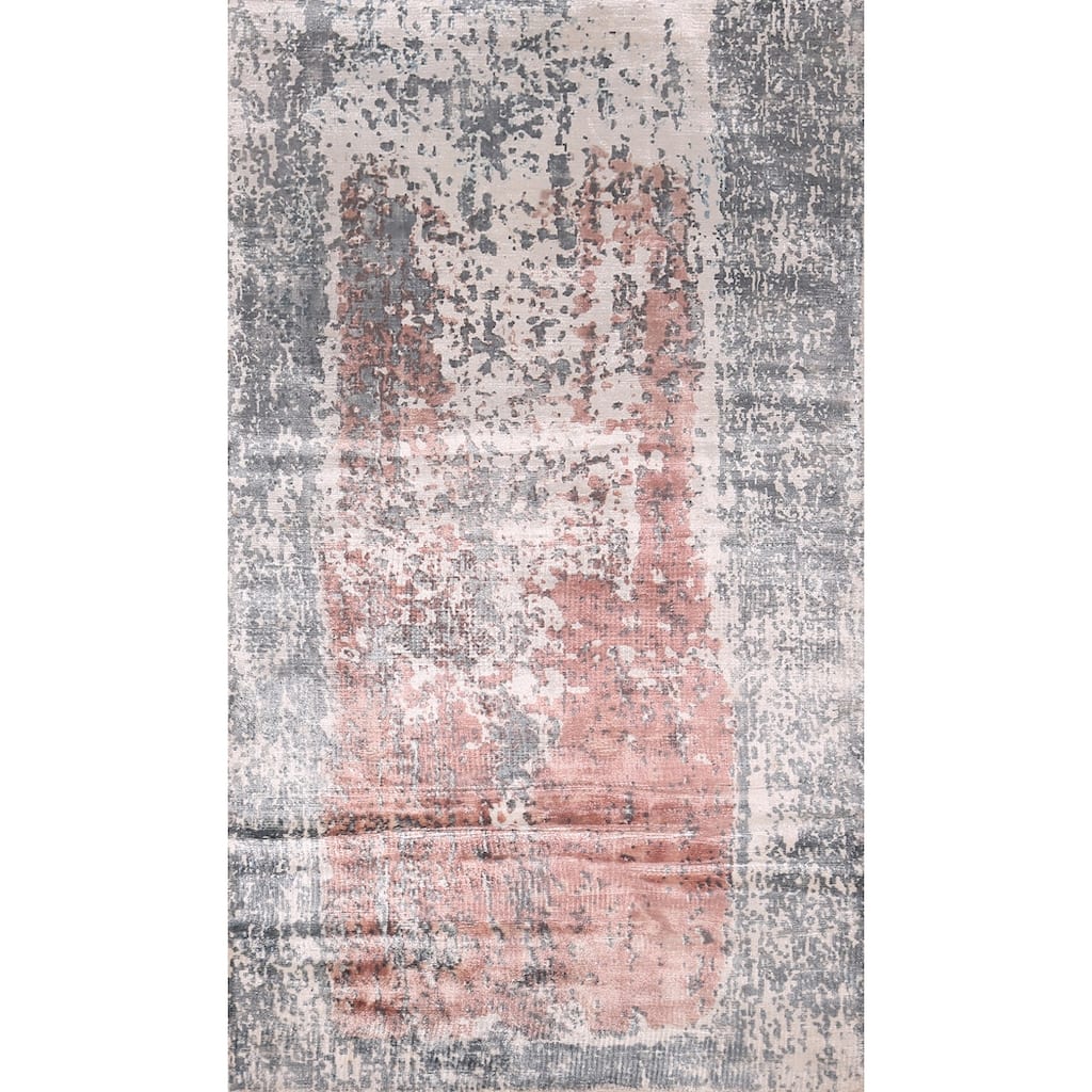 Contemporary Abstract Indian Foyer Rug Handmade Wool Carpet - 2'7"x 4'10"