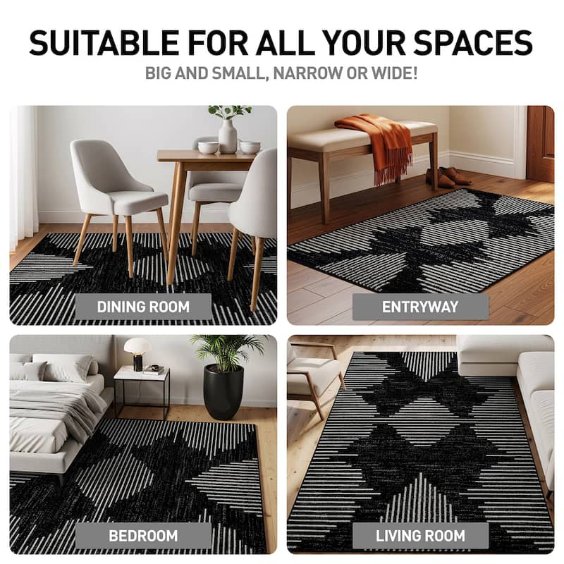 Modern Abstract Area Rug for Living Room, Bedroom, or Entryway - Low Pile Indoor Rug