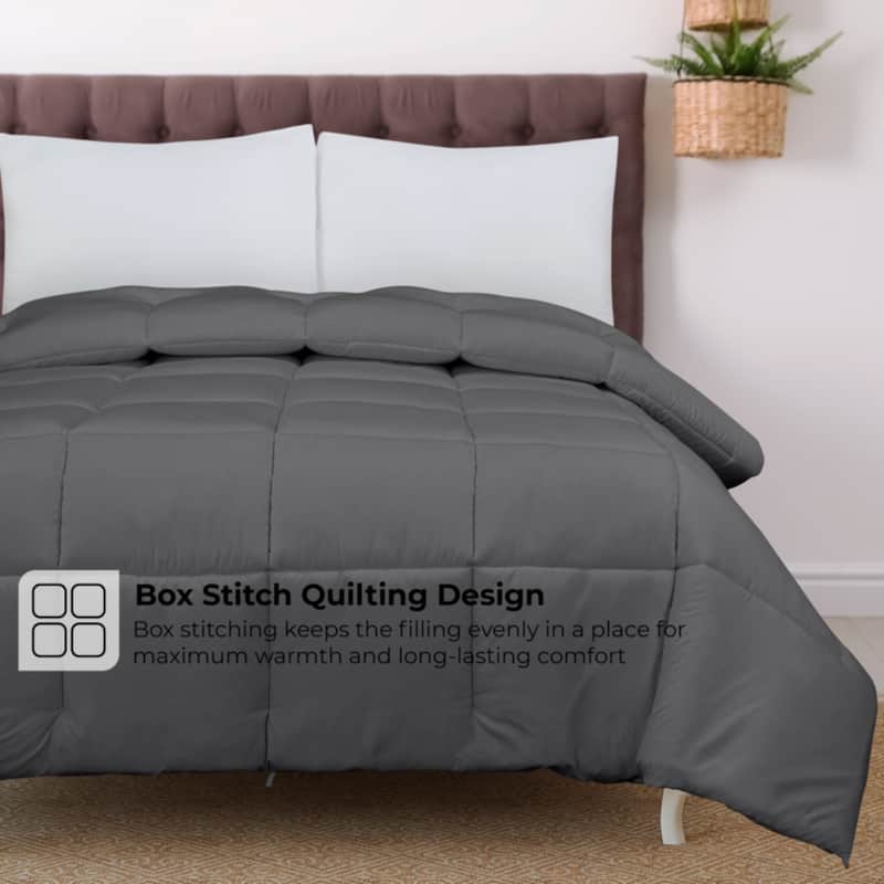 ROYALE King Comforter - All Season Down Alternative Bedding Comforter - Lightweight Quilted Comforter (King, Navy) - California King - Charcoal