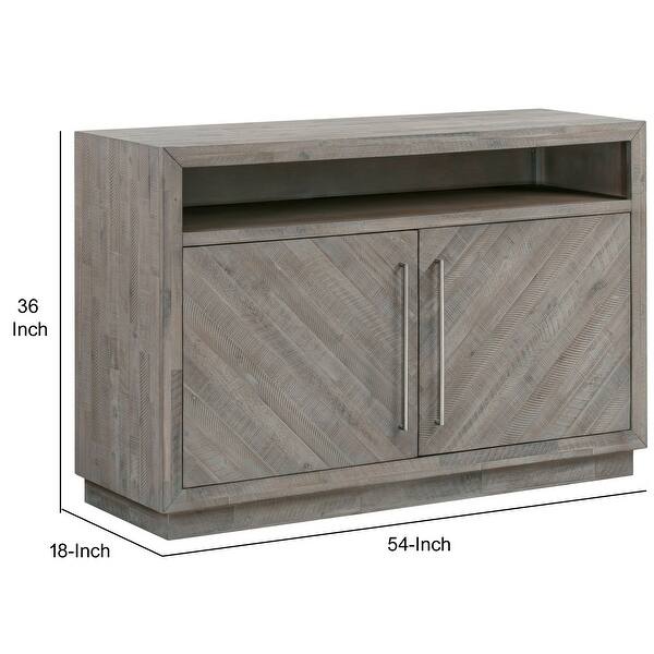 54 Inches Herringbone Pattern 2 Door Media Console, Gray Bed Bath & Beyond 32564603