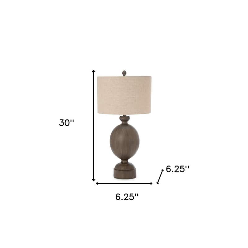 HomeRoots 30" Brown Table Lamp With Beige Drum Shade - 6.25