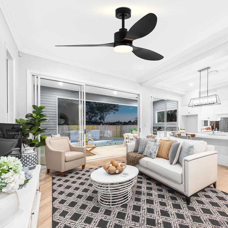 52-inch Ceiling Fans with LED Light Remote and Downrod(3-Blade)