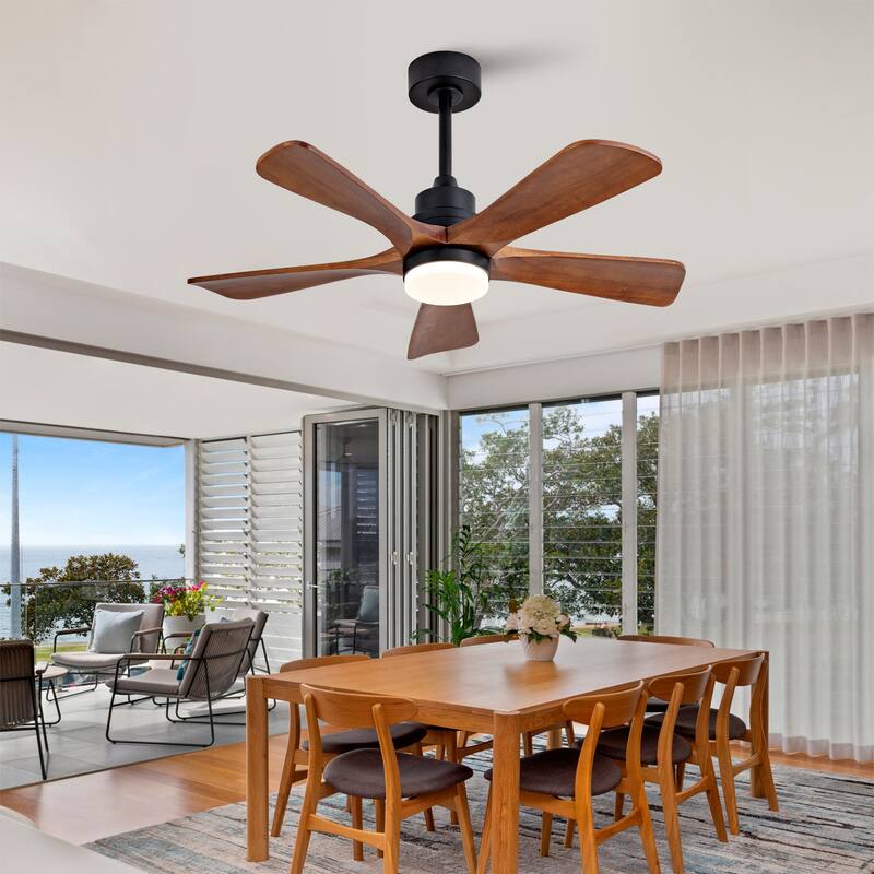 42 Inch Modern Ceiling Fans With Lights and Remote Control, 5 Solide Wood Blades, Reversible DC Motor