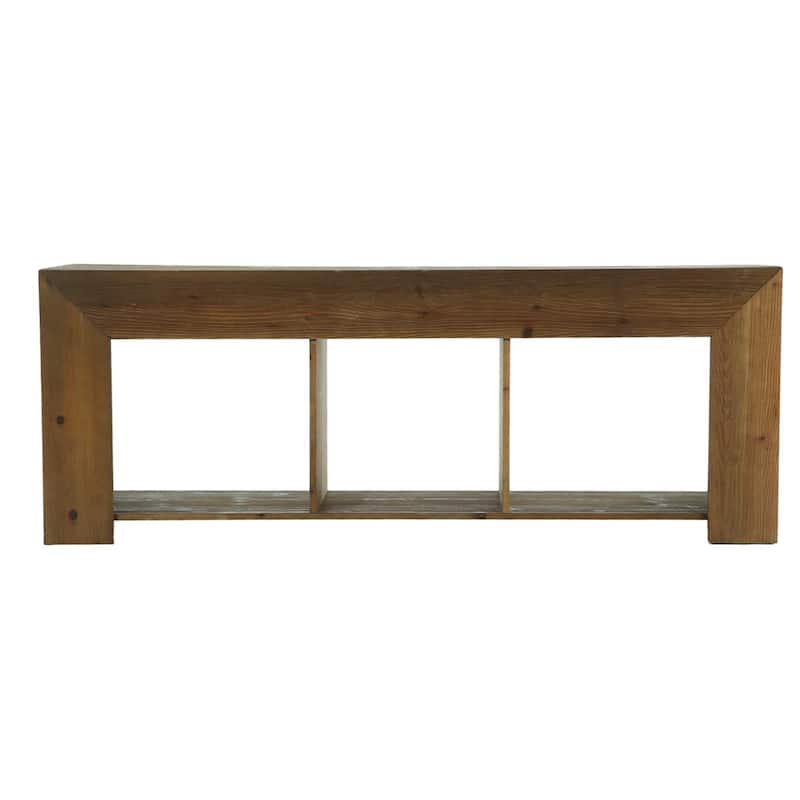 63-Inch Solid Wood TV Stand with Open Storage Shelves