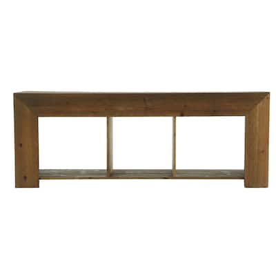 63-Inch Solid Wood TV Stand with Open Storage Shelves