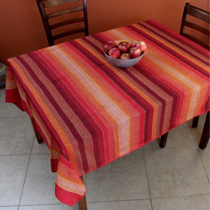Striped Light weight Cotton Tablecloth Rectangle Red Blue Green