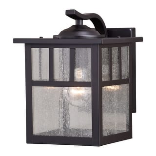 VAXCEL Mission 9.5 in. H 1-Light Oil Burnished Bronze Mission Outdoor Wall Sconce, Steel, Clear Seeded Glass Shade