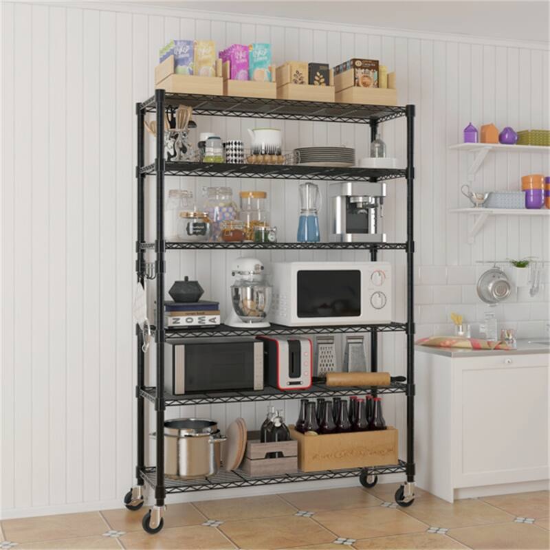 6-Tier Disassembly and Free Assembly NSF-Certified Steel Wire Shelving - Black