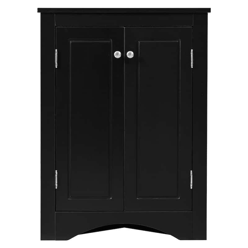 2 Doors Triangle Bathroom Storage Cabinet Corner Cabinet with 3 Shelves