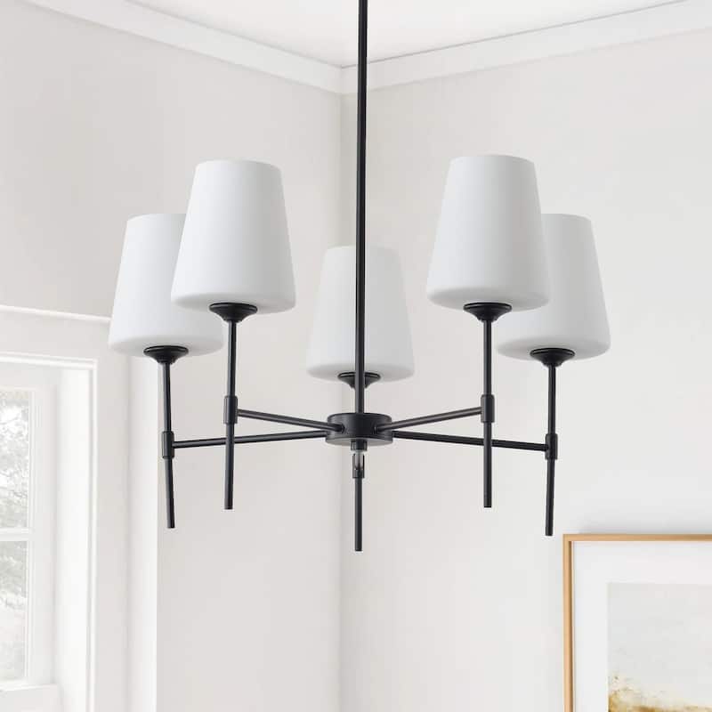 5-Lights Modern Creative Linear Chandelier - 24"D×4.7"W×70.9"H (Adjustable) - Black - 24"D×4.7"W×70.9"H (Adjustable)