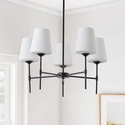 5-Lights Modern Creative Linear Chandelier - 24"D×4.7"W×70.9"H (Adjustable)