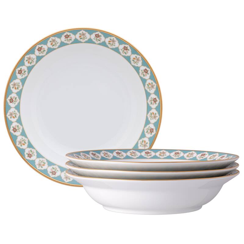 Lodi's Morning Set of 4 Rim Dinner Bowls, 10", 25 oz.