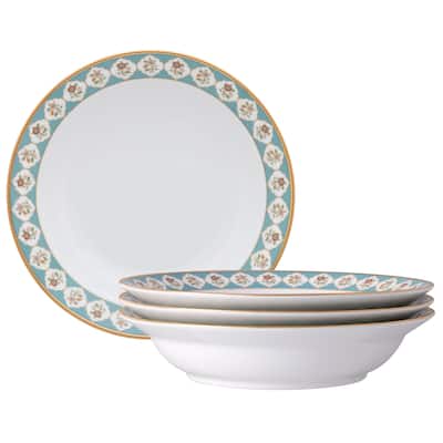 Lodi's Morning Set of 4 Rim Dinner Bowls, 10", 25 oz.