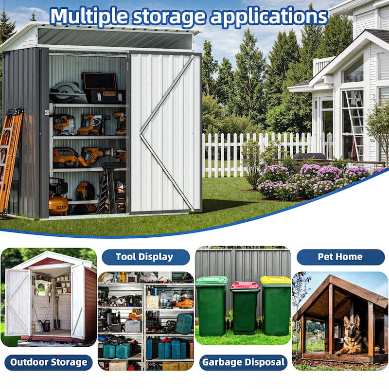 Futzca Outdoor Storage Shed with Ventilation, Multi-Purpose Tool Shed