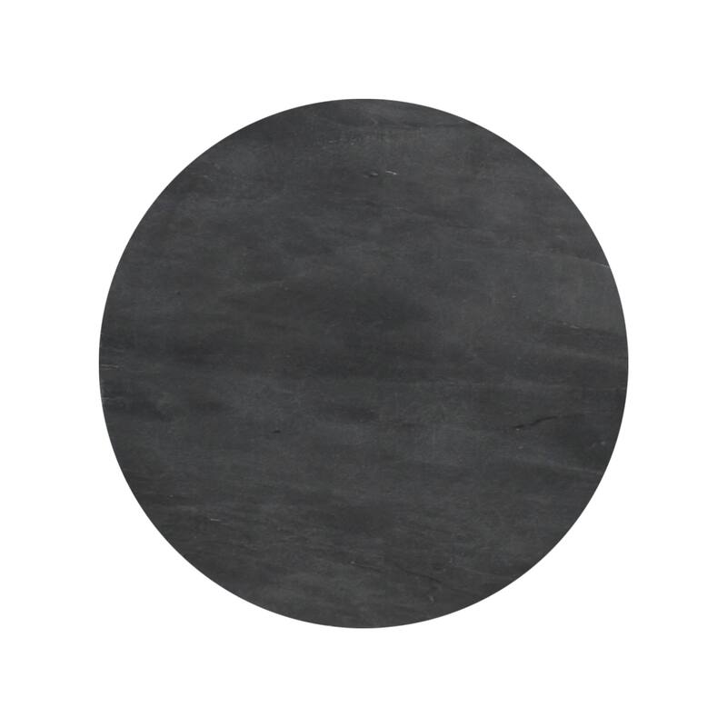 Pinon Modern Marble & Wood Round Drink Table, 10"W x 10"D x 22"H, by Sevita