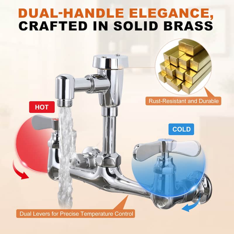 WOWOW 8 in. Double Handle Wall Mounted Pet Grooming Faucet